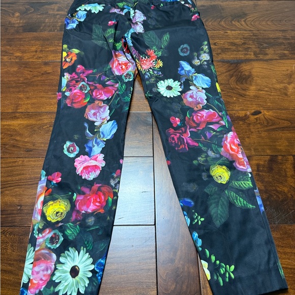 Ted baker designer Black Pants with Vibrant Floral Design - Picture 4 of 4